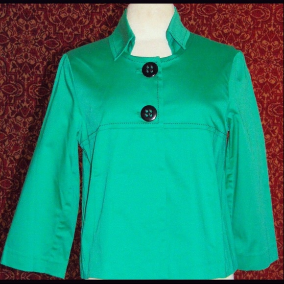 MADISON MICHELL Jackets & Blazers - NEW MADISON MICHELLE green cotton swing jacket 8✨